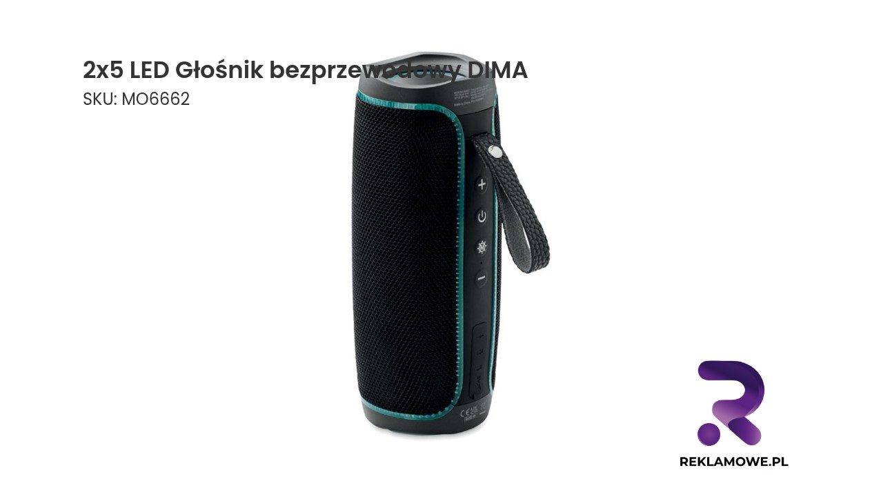2x5 LED głośnik bezprzewodowy DIMA - przenośny głośnik Bluetooth z podświetleniem LED