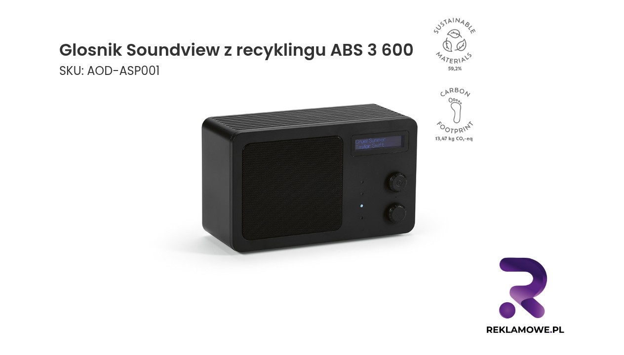 Głośnik Soundview wykonany z recyklingu ABS o mocy 3 600