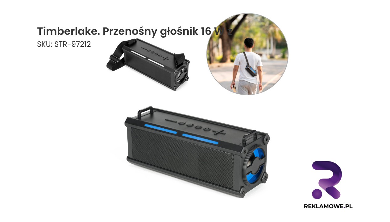 Timberlake. Przenośny głośnik 16 W z 6-godzinną żywotnością baterii z ABS Przenośny głośnik Timberlake 16W