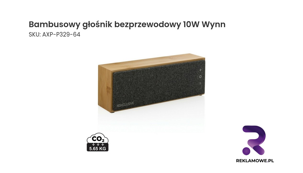 Bambusowy głośnik bezprzewodowy 10W Wynn Bambusowy głośnik bezprzewodowy 10W Wynn - ekologiczny głośnik Bluetooth