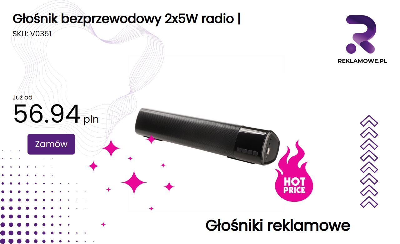 Głośnik bezprzewodowy z radiem i mocą 2x5W