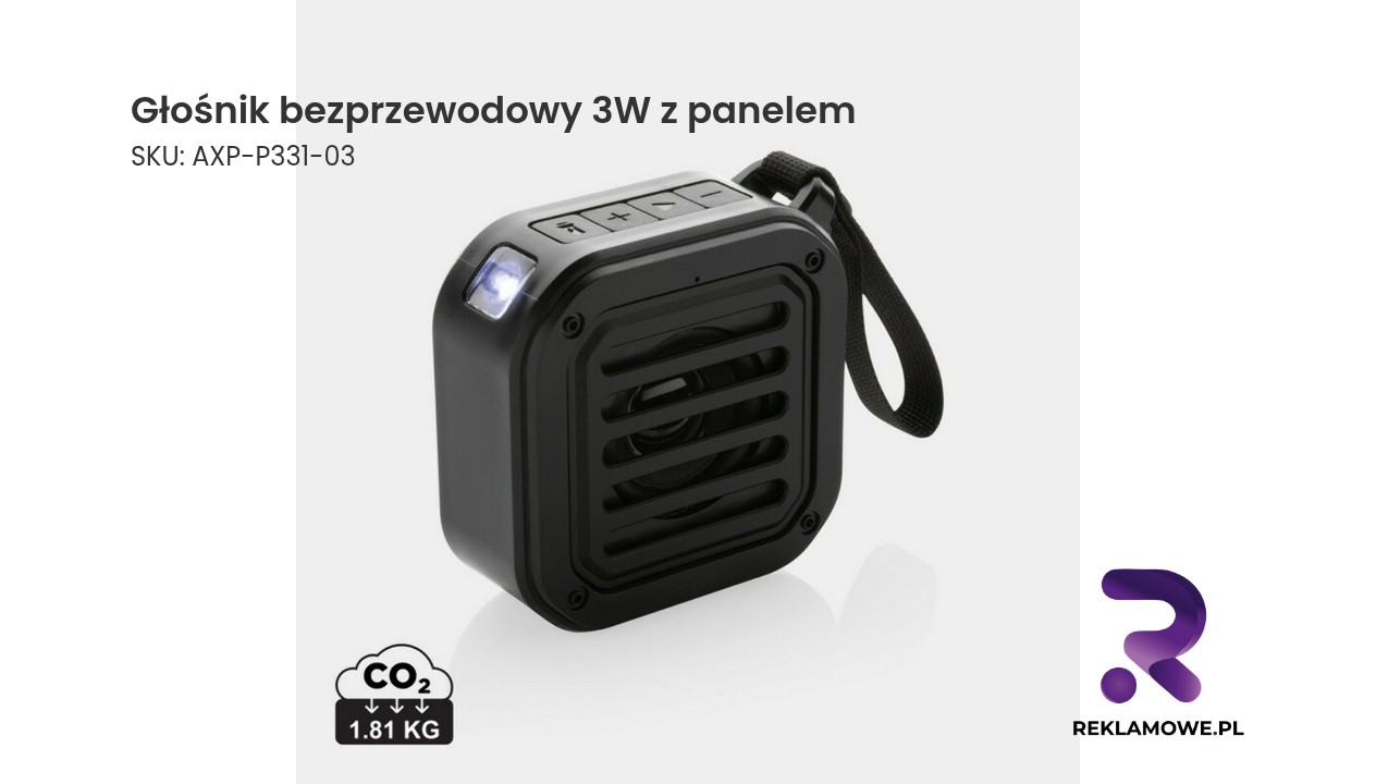 Nowoczesny głośnik bezprzewodowy 3W z panelem słonecznym