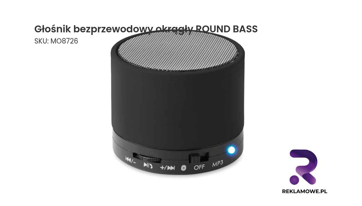 Głośnik bezprzewodowy okrągły ROUND BASS – przenośny głośnik Bluetooth