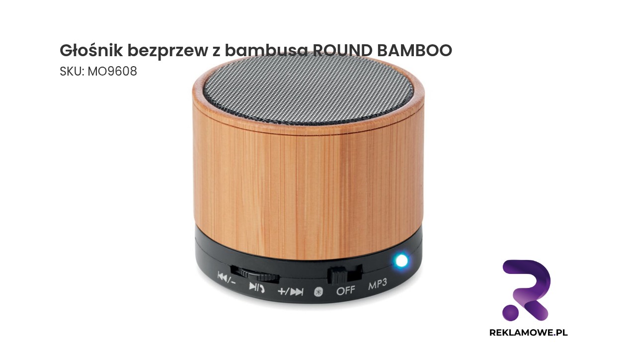 Głośnik bezprzewodowy z bambusa ROUND BAMBOO - ekologiczny głośnik Bluetooth