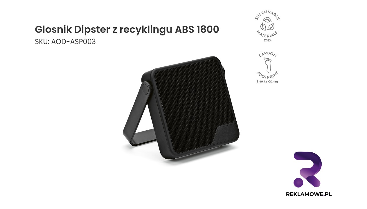 Głośnik Dipster z recyklingu ABS 1800 – ekologiczny głośnik bezprzewodowy